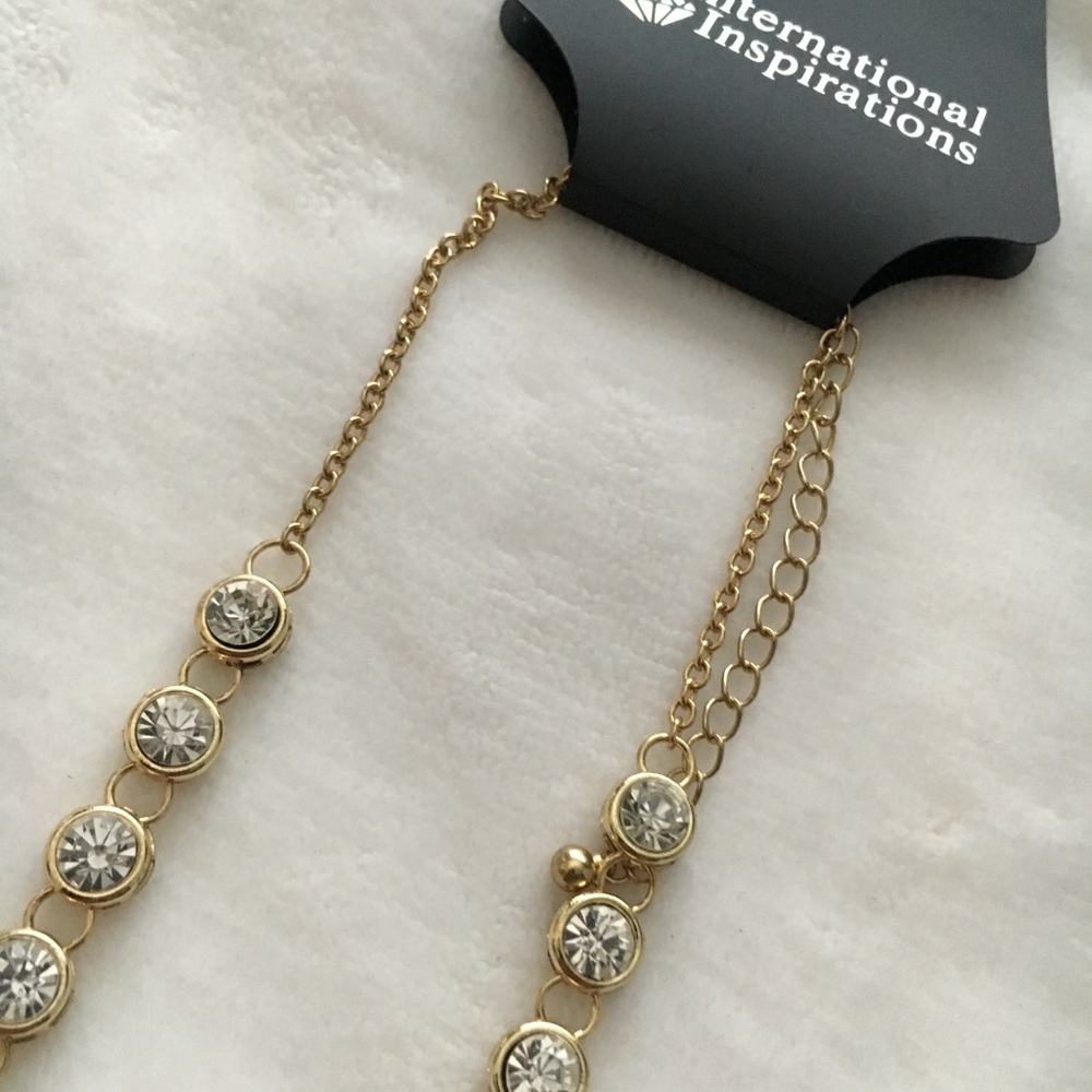 Rhinestone long necklace