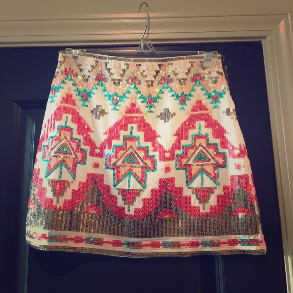 Sequin Aztec Pattern Mini Skirt