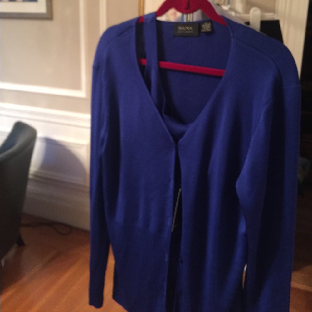 sweater set, cardigan w/ shell cobalt blue