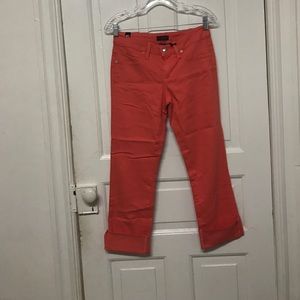 Bebe cropped coral icon jeans