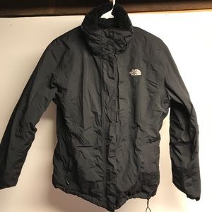 Black womans North Face fleece lined winter jacket