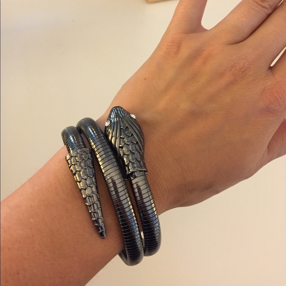 Gunmetal Snake Wrap Bangle Bracelet
