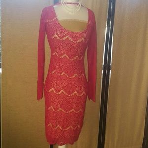 Bebe Red lacy design dress