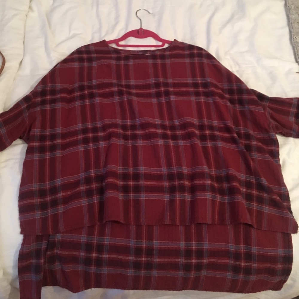 Boxy, poncho like plaid top, from Urban Outfitters