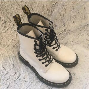 Matte White Doc Marten Boots  - Ladies 6