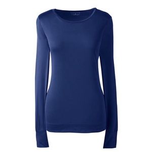 NWT Lands' End Women's Thermaskin Heat Crew- Navy