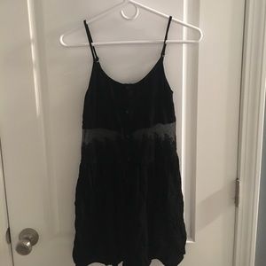 Black mini dress with sheer mid section