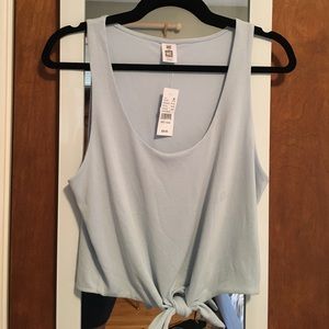 PacSun baby blue front tie crop top