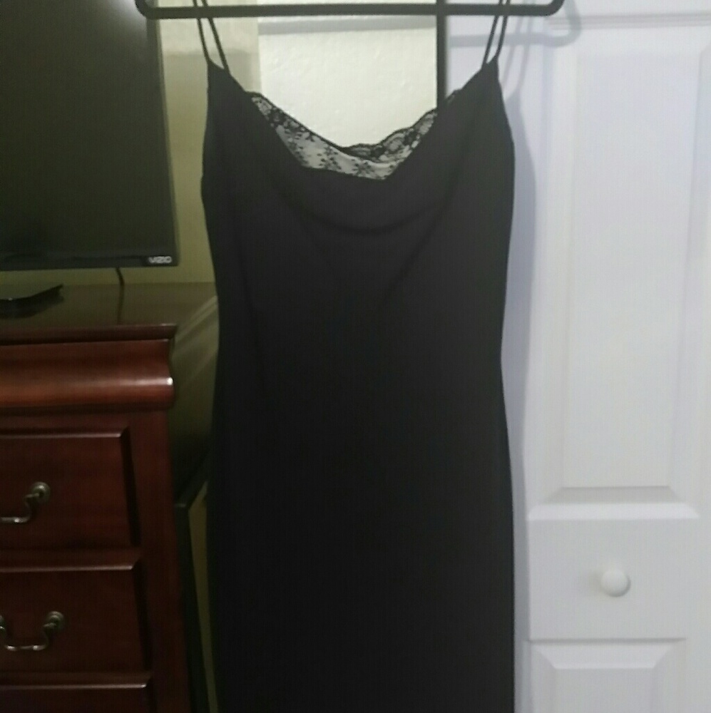 Black flare lace detail dress size 8-10