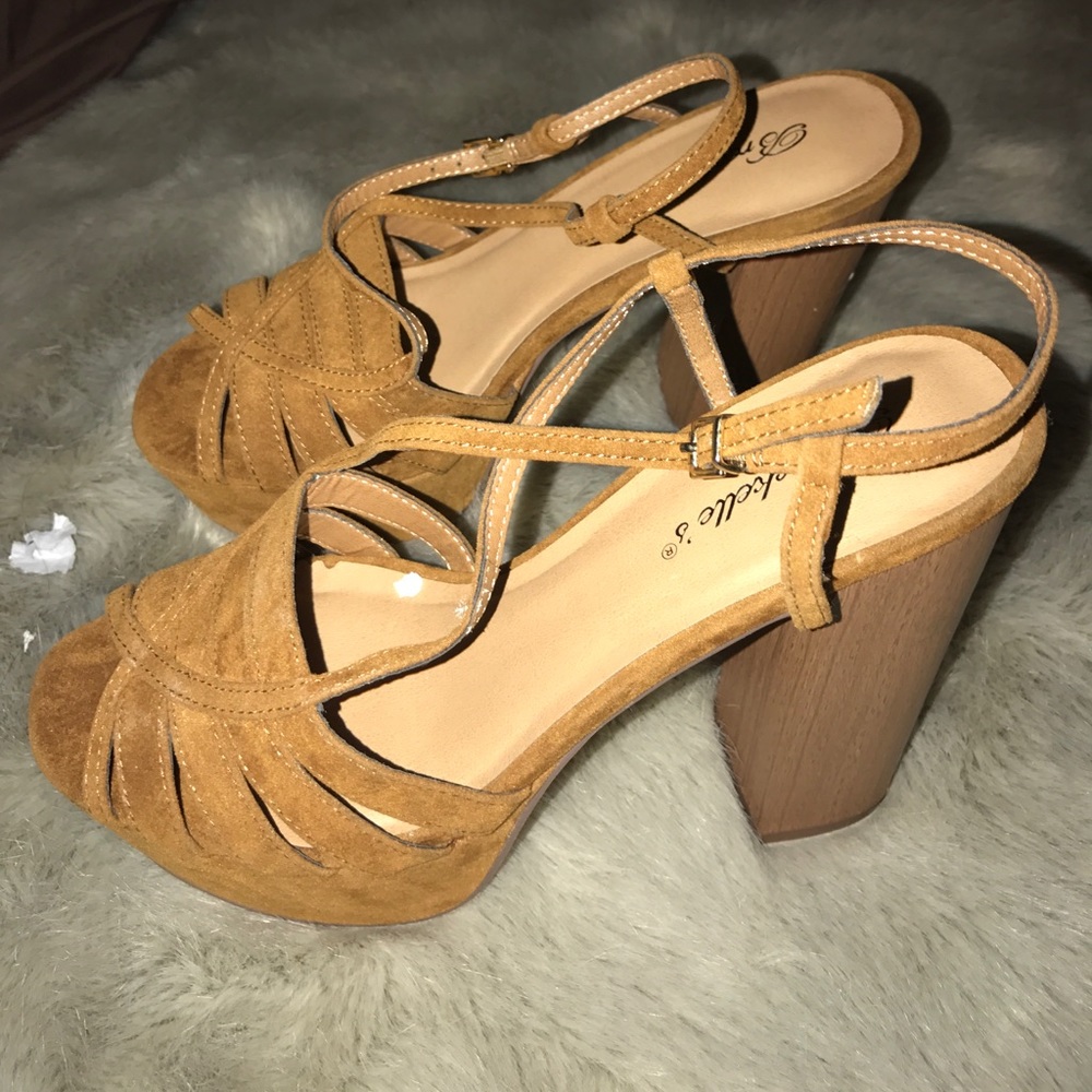Tan platform heels wedges