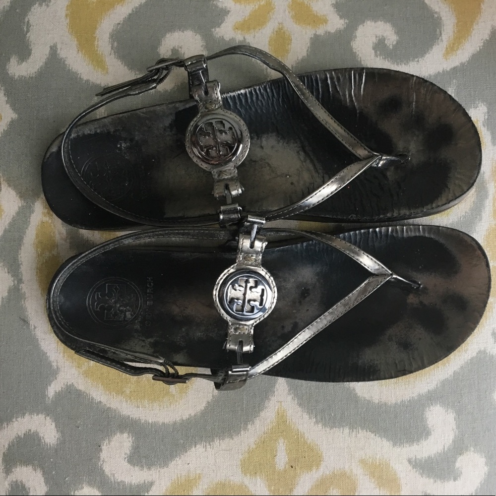 Tory Burch Silver Leather Sandals