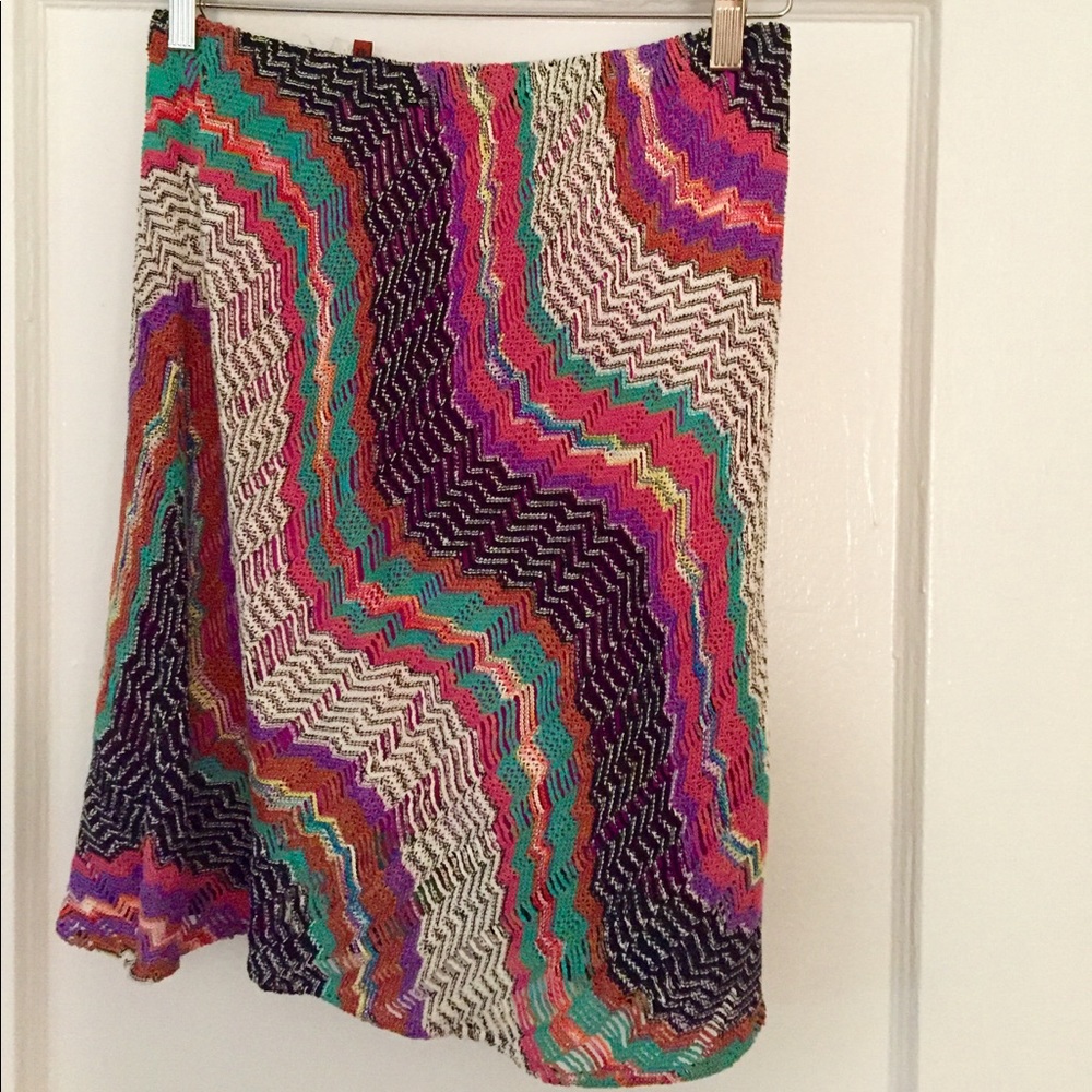 Woven Multi-Color Missoni Midi-Length Skirt