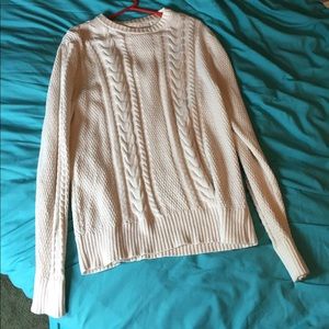 White cable knit sweater
