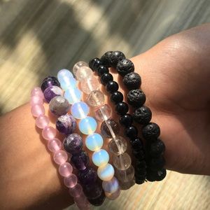 Lava Bead Crystal Bracelet •