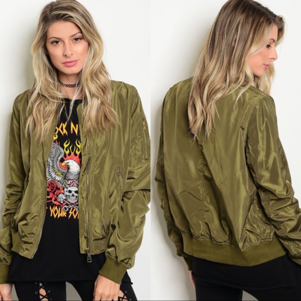 Olive Bomber Jacket - Picture 2 of 2