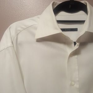 Gucci white herringbone pattern dress shirt