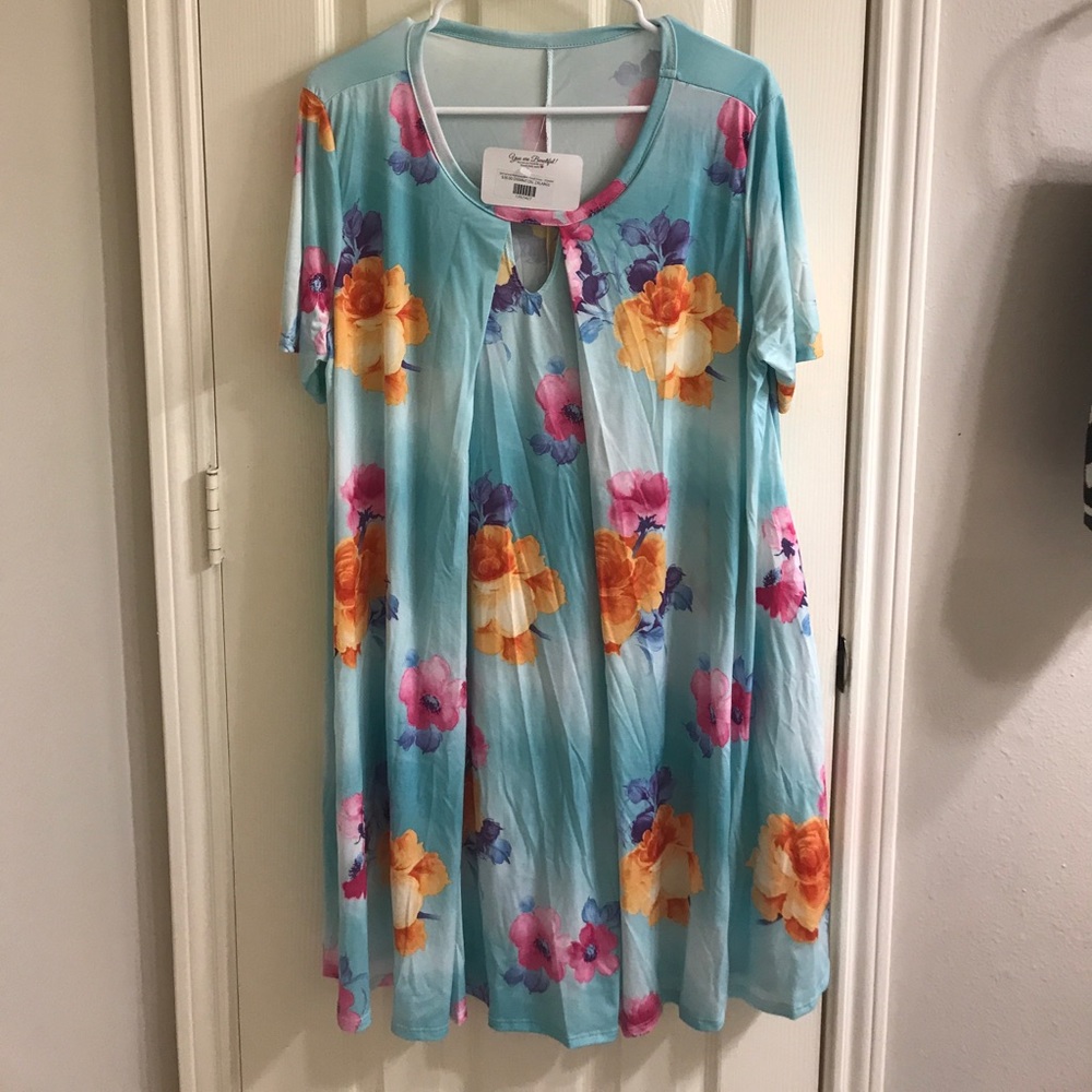 2XL Light blue floral dress - NWT
