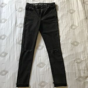 High waisted skinny jeans - black