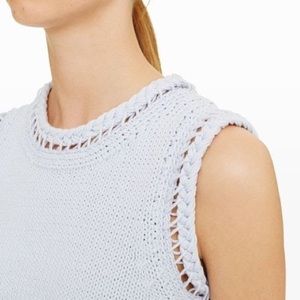 Cropped knit tank,braided rope hem