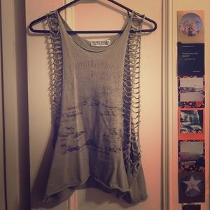 Gray/green open-sided tank top