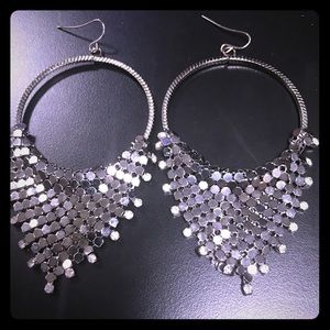 Silver hoop earring with mesh detail