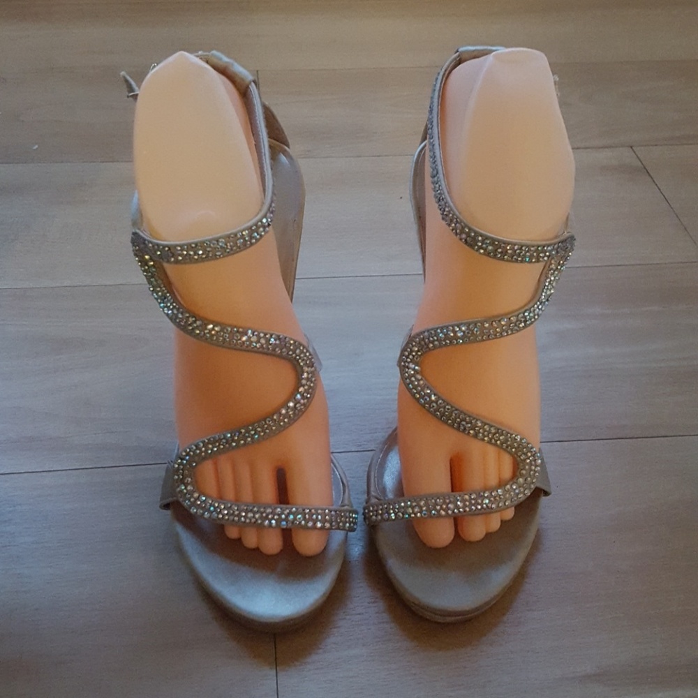 Champagne and rhinestone heels