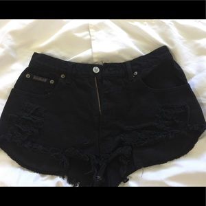 Black distressed Calvin Klein high waisted shorts