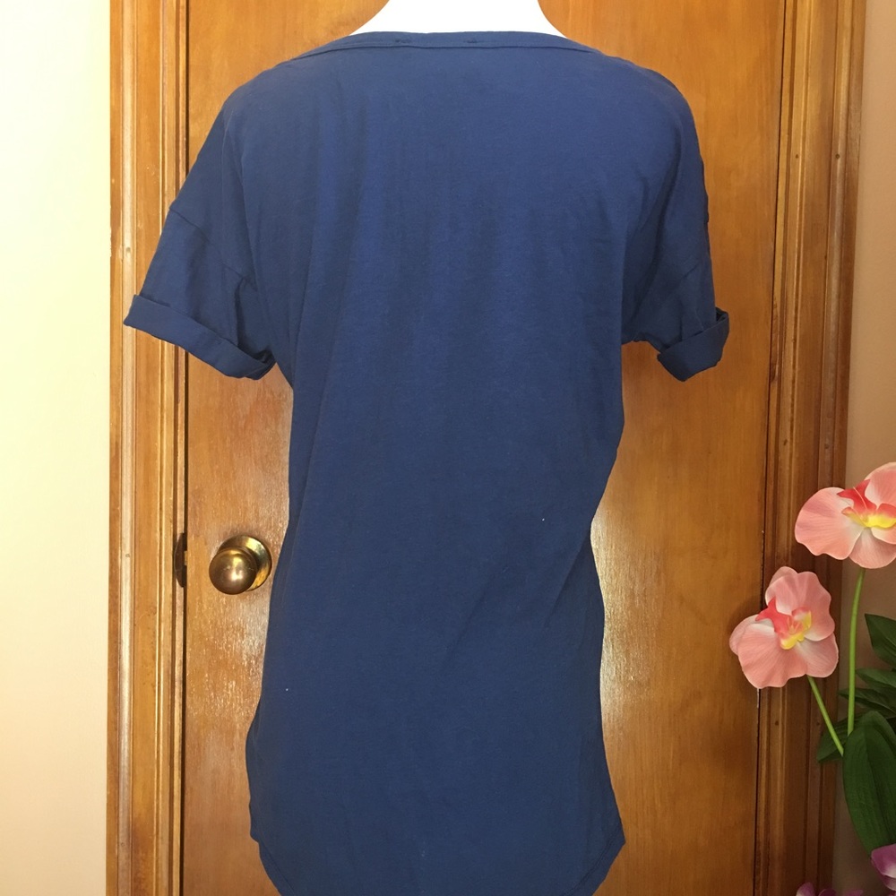 Forever 21: Encrusted crystals navy blue logo top