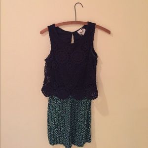 Printed crochet romper