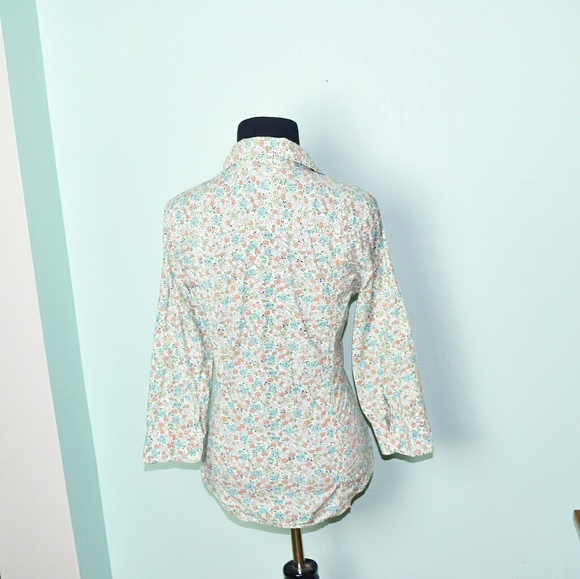 Adorable Pink and Blue Floral Print Button Down - Picture 2 of 2