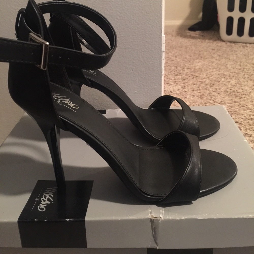 Black strap heels