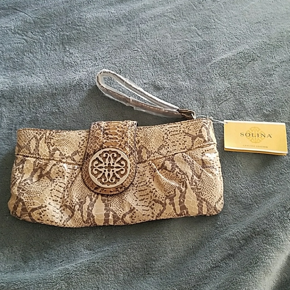 Solina leather purse, 'Natural Python' NWT