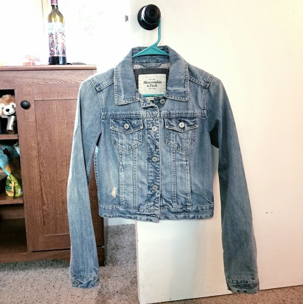 A&F distressed jean jacket size small