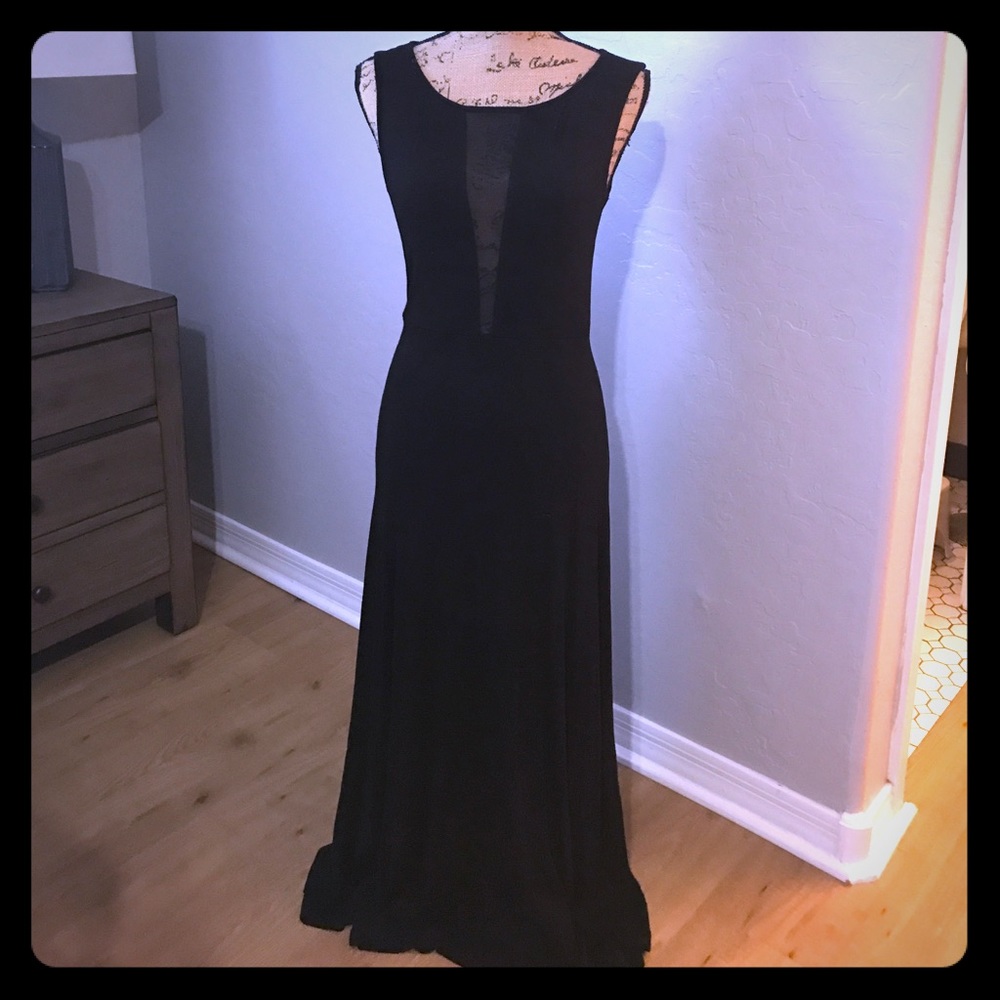 Floor length black dress