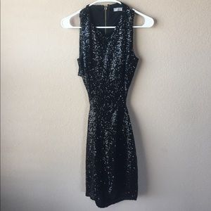 Black Sequenced Open-Back Dress