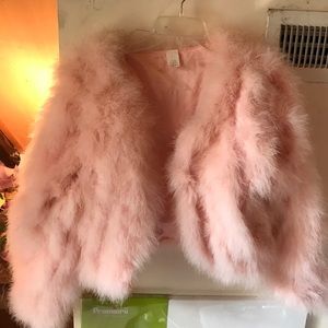 Pink feather bed jacket