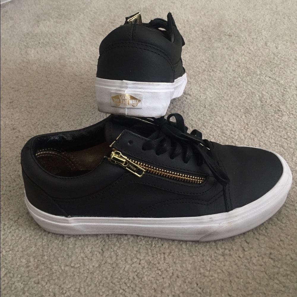 BLACK VANS WITH GOLD ZIPPER