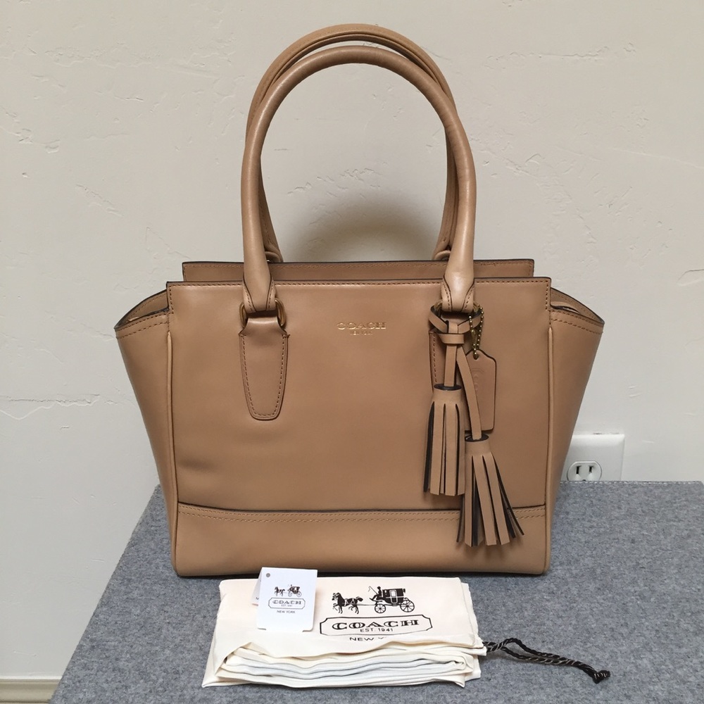 COACH Legacy Leather Candice Carryall Bag Sand NWT