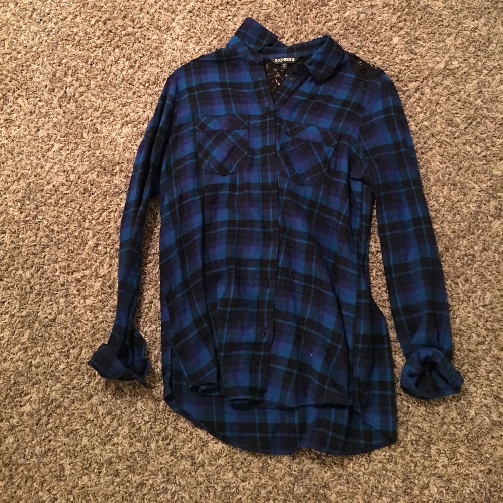 Express Lace Back Plaid