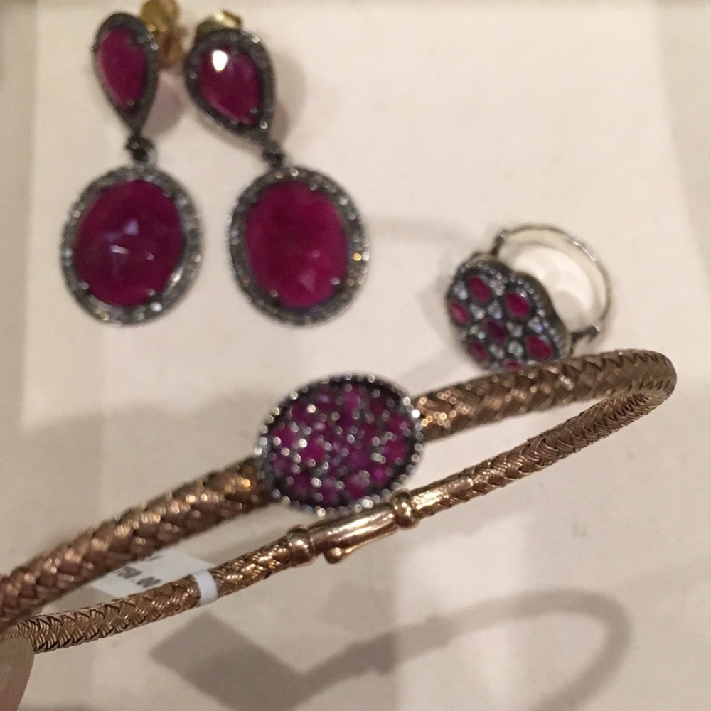 Designer Bracelet .35ct Rubies rose gold plated