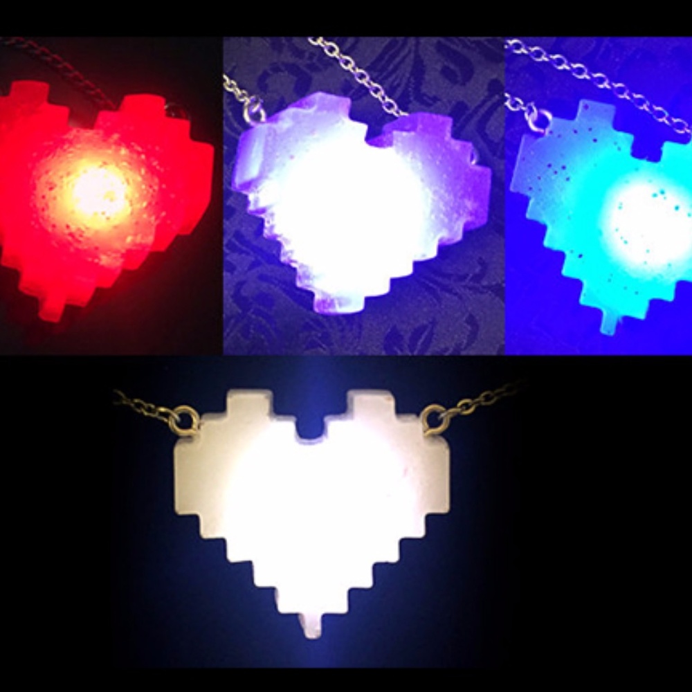Glowing LED Pixel Heart Necklace