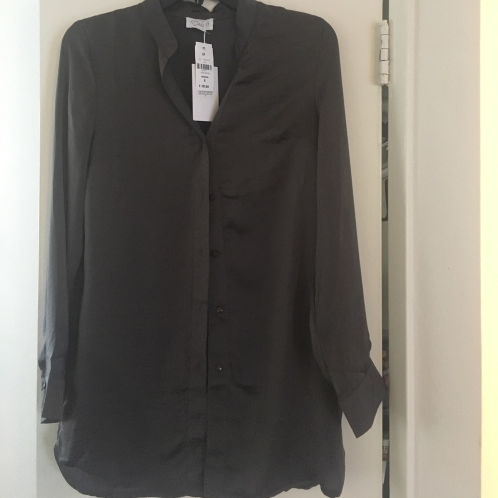 LF long sleeve charcoal satin shirt
