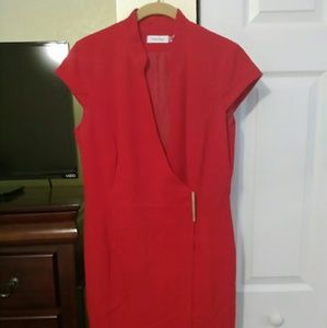 Beautiful Calvin Klein red faux wrap dress size 8