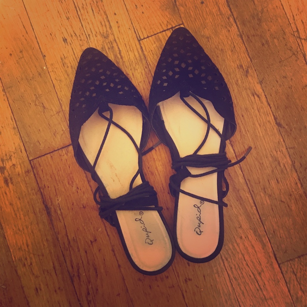Black Lace-up ankle shoes