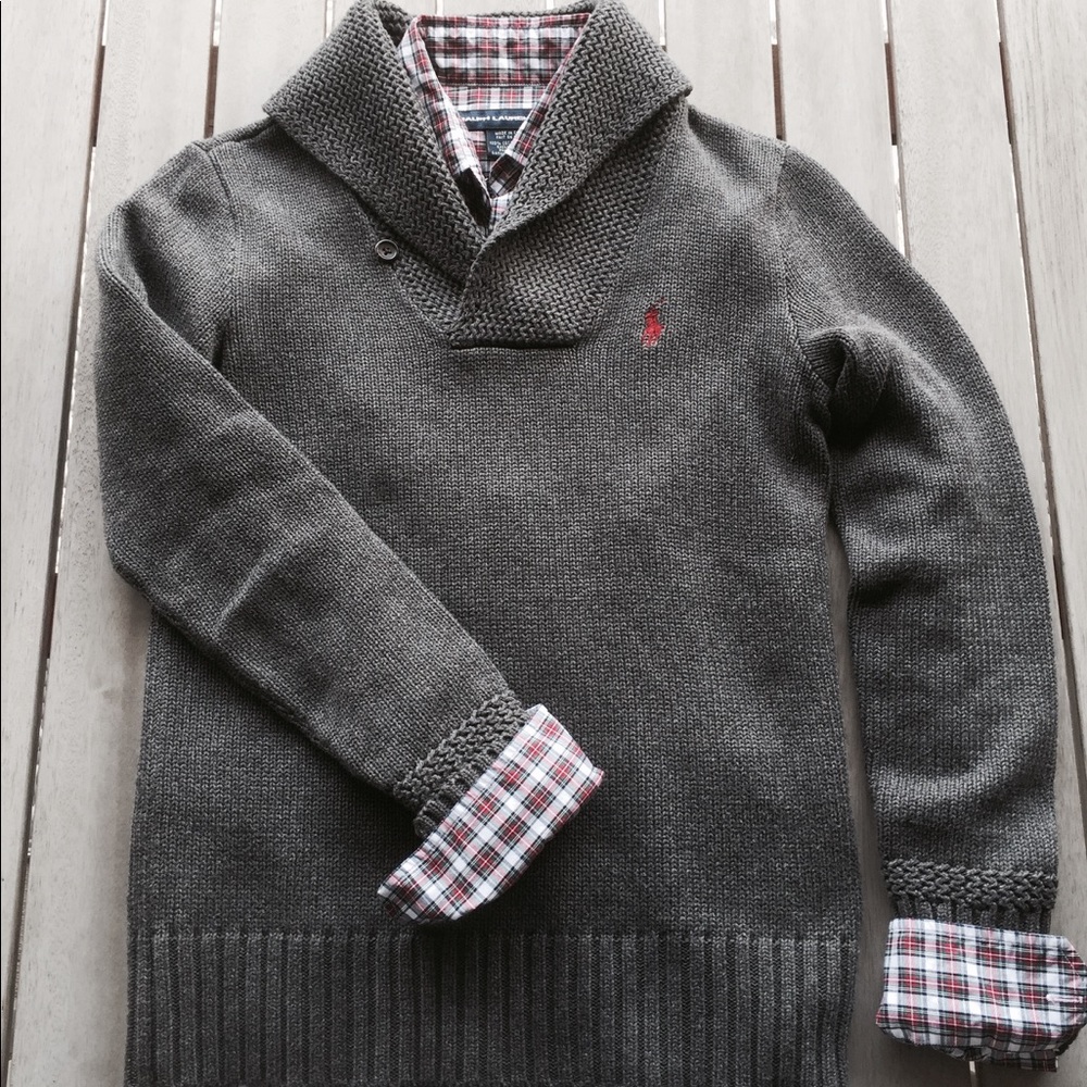 Ralph Lauren Sport Shawl Collar Gray Sweater