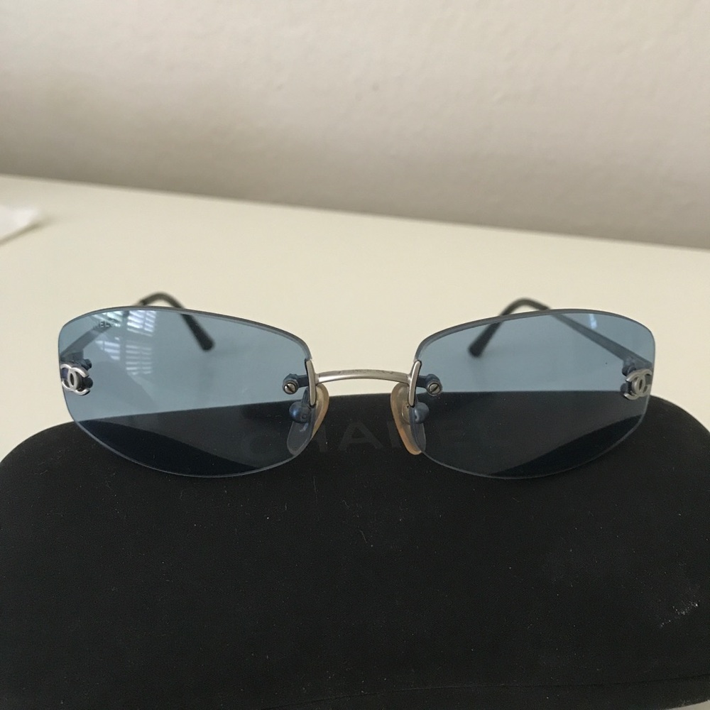 Chanel Rimless blue tint glasses