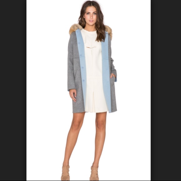 CACHAREL PARIS Fur-Trimmed & Wool Hooded Parka NWT - Picture 6 of 8