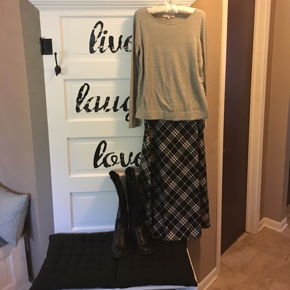 Talbots Black Plaid Long Skirt
