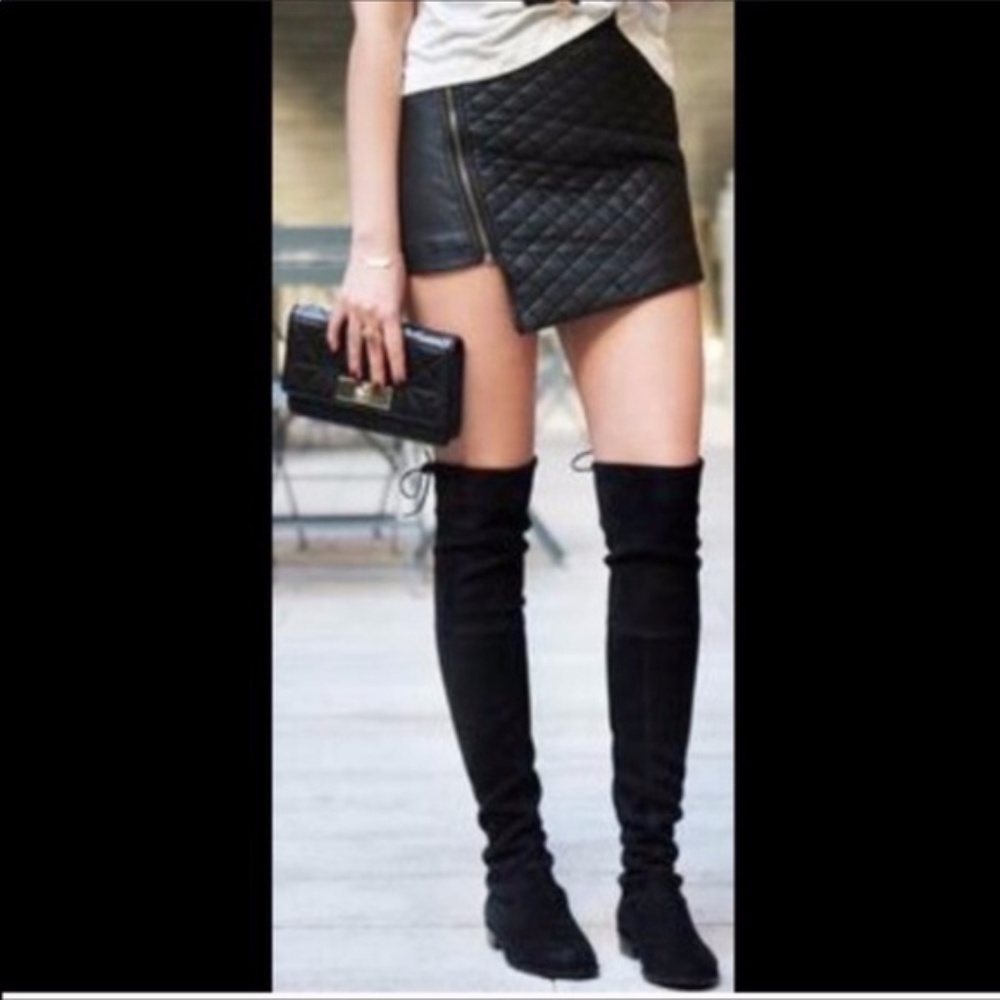 Over the knee faux suede boots in black