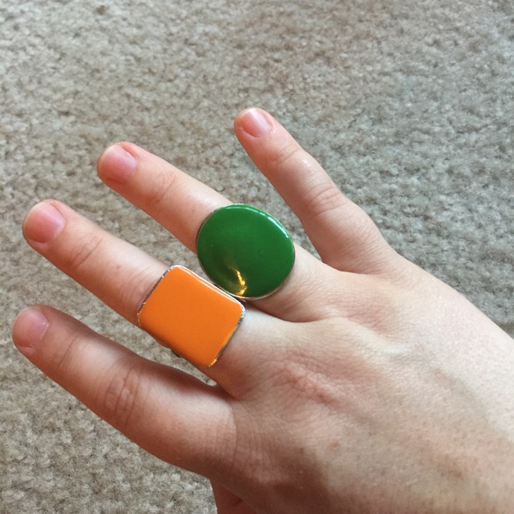 Enamel on silver ring set